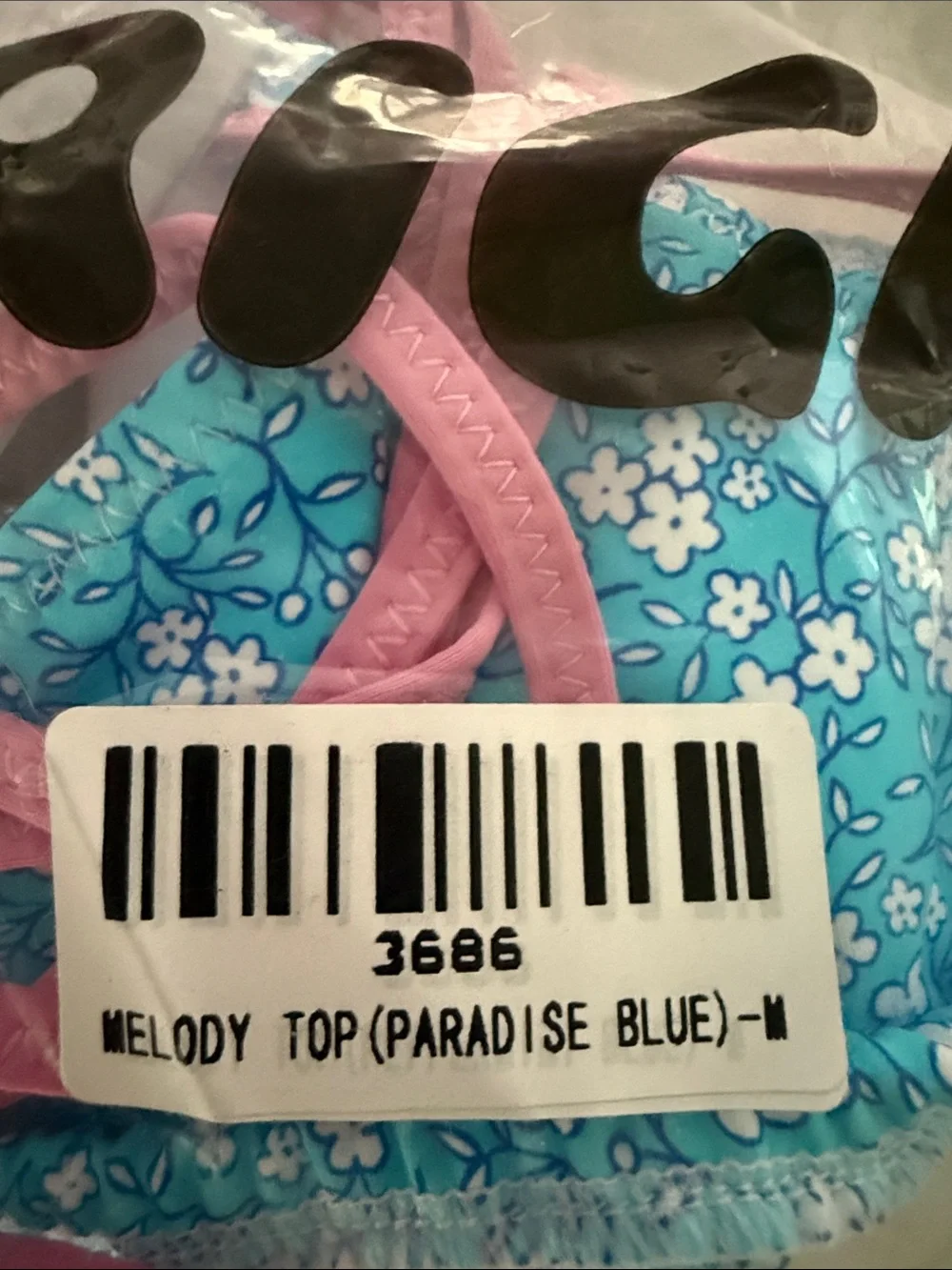 Women's Floral Bikini Top in Blue and Pink